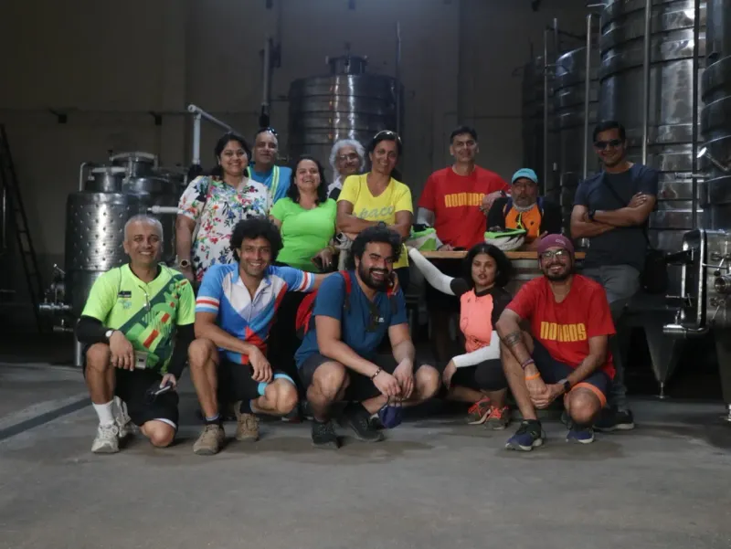 Tribe members gathered at a winery after a ride